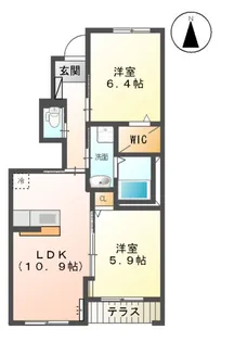 ジャスティス蛍【102号室】の間取り