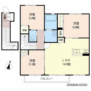 エアホルク ヴィラ C棟【202号室】の間取り