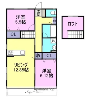 VOCO西牟田【202号室】の間取り