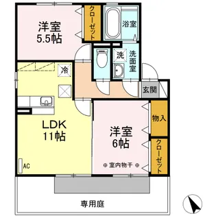 グランモアシティ B棟【1階】の間取り