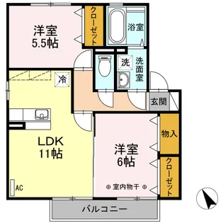 グランモアシティB棟【2階】の間取り
