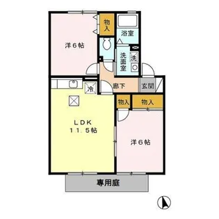 サンライフ市の玉A棟【1階】の間取り