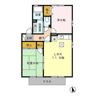 サンライフ市の玉 A棟【101号室】の間取り