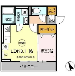 1LDKの間取り画像