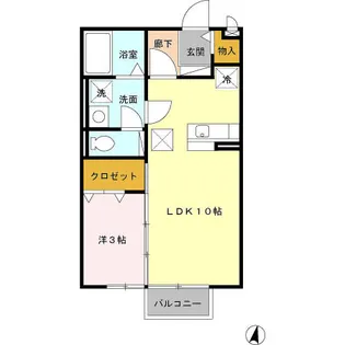 1LDKの間取り画像