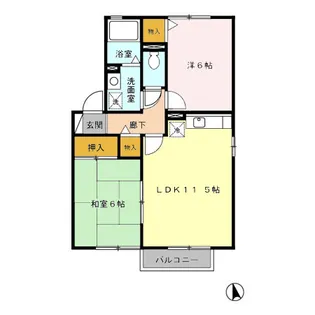 サンライズ稲富 A棟【2階】の間取り