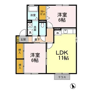 キャッスル徳久D棟【1階】の間取り