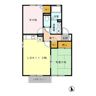 サンライズ稲富 B棟【205号室】の間取り