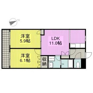 Sol y luna【102号室】の間取り