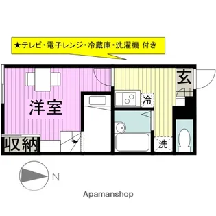 グランドール広川【208号室】の間取り