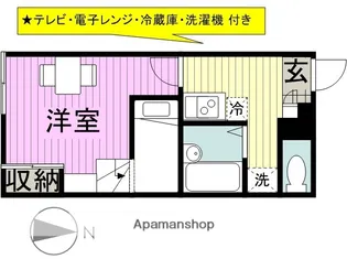 グランドール広川【106号室】の間取り