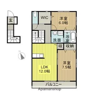 コーポNOAH B棟【2階】の間取り