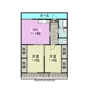 スカイヒルズツー【2階】の間取り