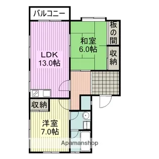 ヴァンベール瀬高Ⅰ【202号室】の間取り