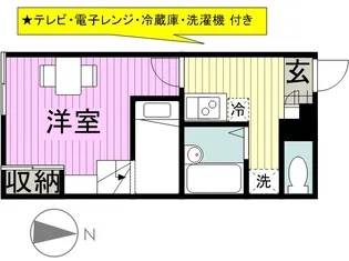 レオパレスサンライズ大川【107号室】の間取り