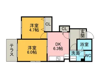 コンフォール・ワカナミ壱番館【1階】の間取り