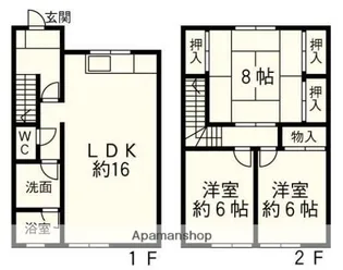 ユノソハイツ筑後【B-2号室】の間取り