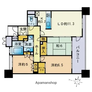 ル・サンク西新六丁目【10階】の間取り
