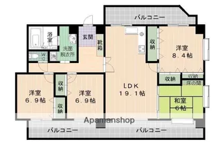 サンヴューパレス荒江【3階】の間取り