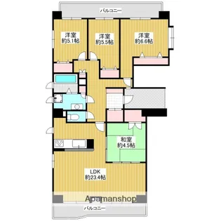 G−ONE西新プレミアスイート【6階】の間取り