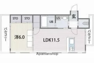 ラドゥーナ・ビルディング【4階】の間取り