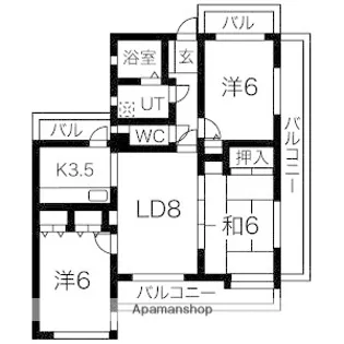 サンヴューパレス長丘【5階】の間取り