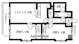 ミドルグレイ姪浜【6階】の間取り