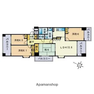藤和シティホームズ別府【4階】の間取り
