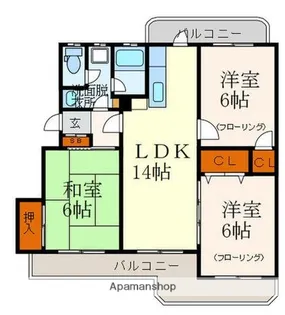 サンヒルズ城南【4階】の間取り