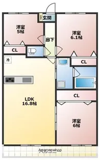 コモダス天神【2階】の間取り