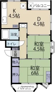 西新ロイヤルハイツ【2階】の間取り