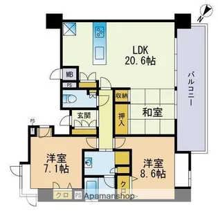 グランフォーレ高宮【3階】の間取り