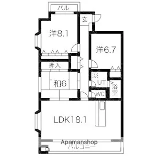 ボスコ薬院【10階】の間取り