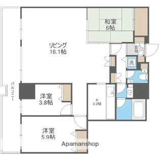 西新テングッドシティ ブリストル【12階】の間取り