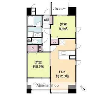 レジディア天神南【5階】の間取り