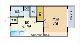 コーポラス城南【2階】の間取り