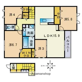 グリシーヌK【2階】の間取り