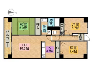 プライムメゾン百道浜【10階】の間取り