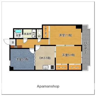 シャンボール大名A棟【7階】の間取り