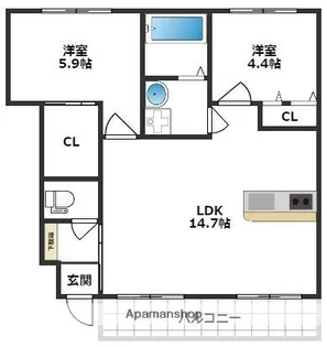 フォンターナ【1階】の間取り
