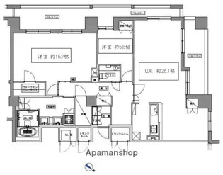 天神プレイスWEST棟【17階】の間取り