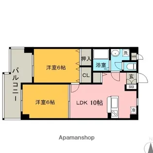 ディーセント天神南【8階】の間取り