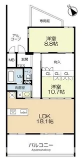 ラクレイス西新レジデンシャルタワー【4階】の間取り