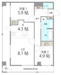 LAGRANDE大濠【4階】の間取り
