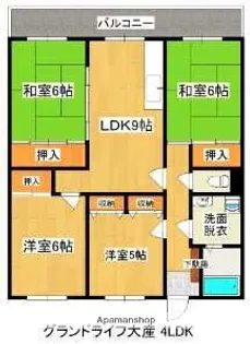 グランドライフ大産【1階】の間取り