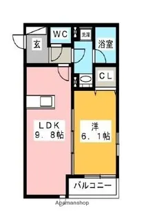 メゾンクレール伊都【1階】の間取り