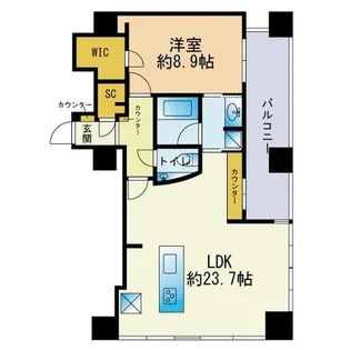 ロイヤルパークス大名【22階】の間取り