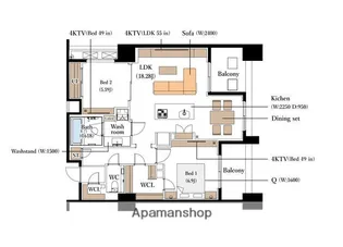 THE PALACE JOSUI (ザ・パレス浄水)【14階】の間取り