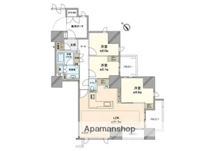 グランドメゾン百道プレイス【12階】の間取り