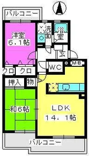 ヴィラウィングⅡ【2階】の間取り